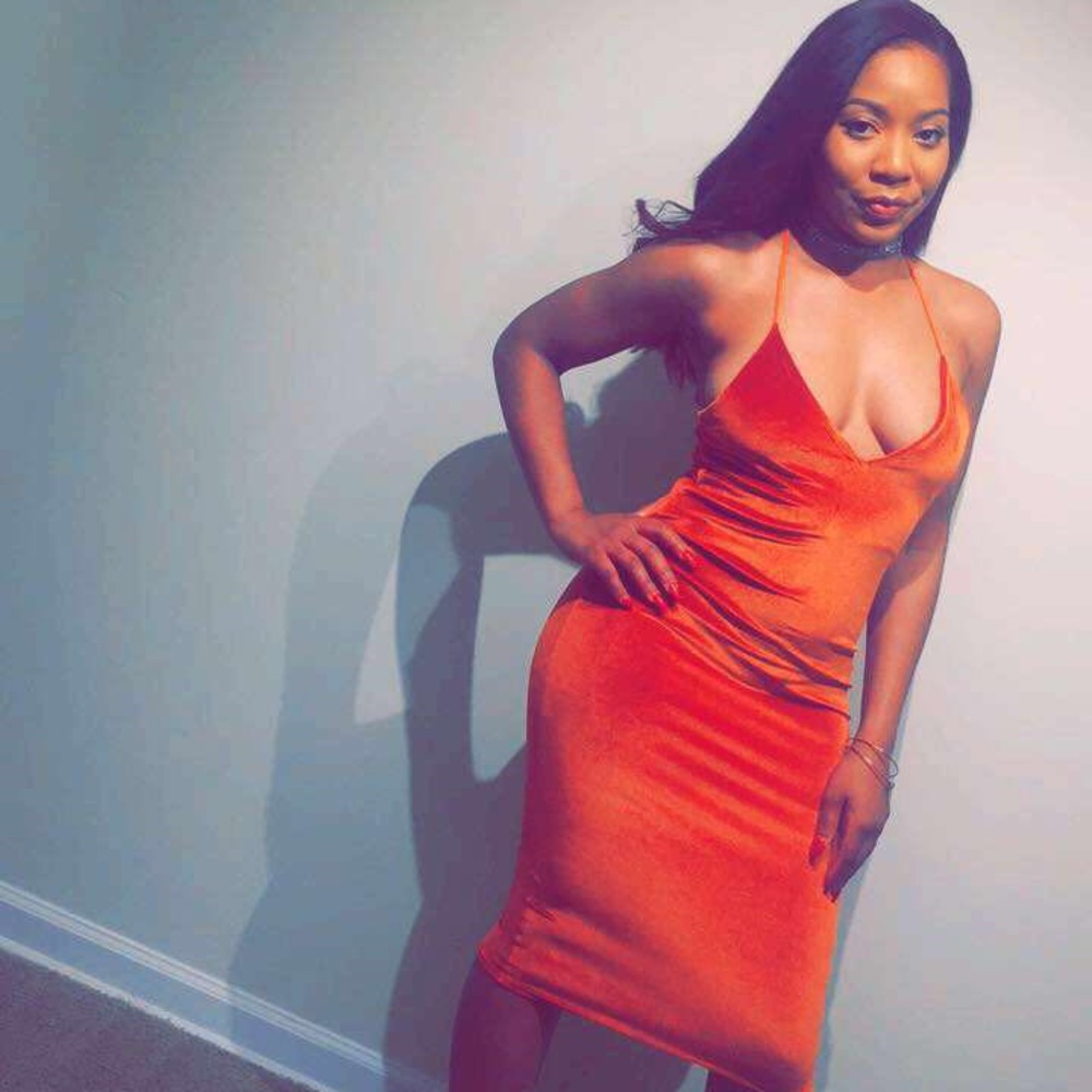 Velvet burnt orange dress